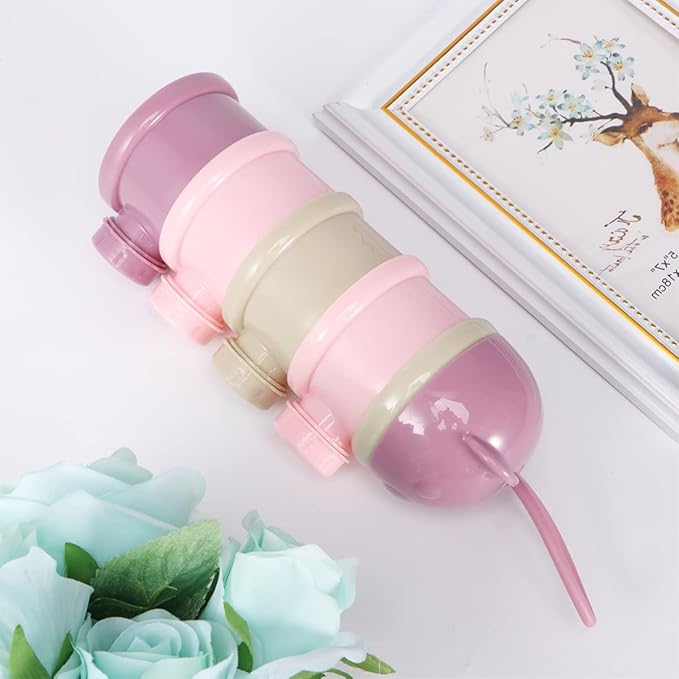Alipis 4 Layers Portable Milk Powder Box for Baby Formula Storage Stackable Infant Milk Container with Leak-Proof Compartments for Travel and Feeding