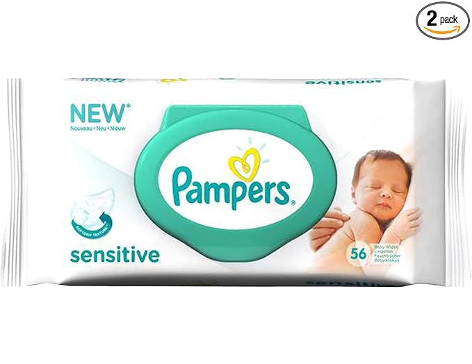 Pampers Wipes Sensitive - 56 ct, Pack of 2