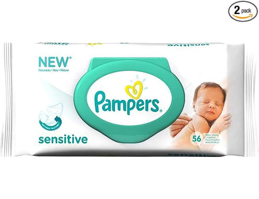 Pampers Wipes Sensitive - 56 ct, Pack of 2