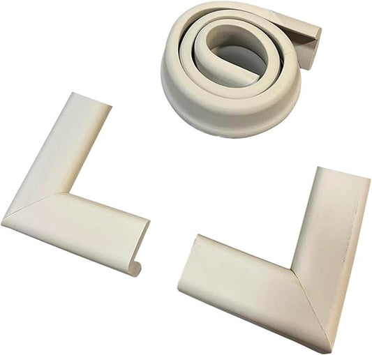 Cardinal Gates MPK Medium Hearth Pad Kit - Fireplace Baby Proofing - Adhesive Backed Fireplace Bumpers for Babies - 10 Feet of Padding with 1 Straight Piece & 2 Corners - Made in The USA - Taupe