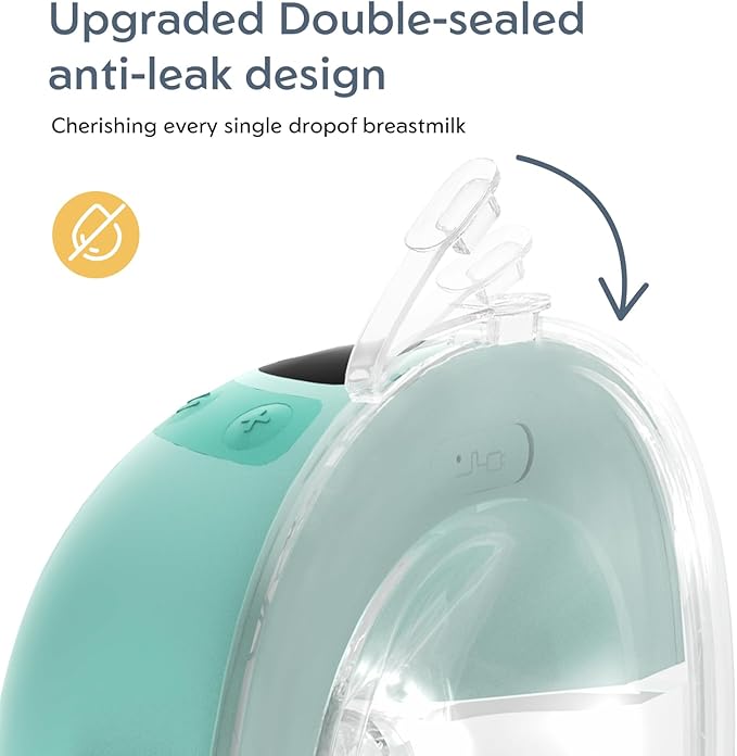 MomMed S33 Wearable Breast Pump with Case, Ultra-Quiet in-Bra Pump for Work & Night, One-Tap Pause, Night Light, Leakproof, 4 Modes 9 Levels, 17/19/21mm Inserts (Green, Double Pro (with Case))