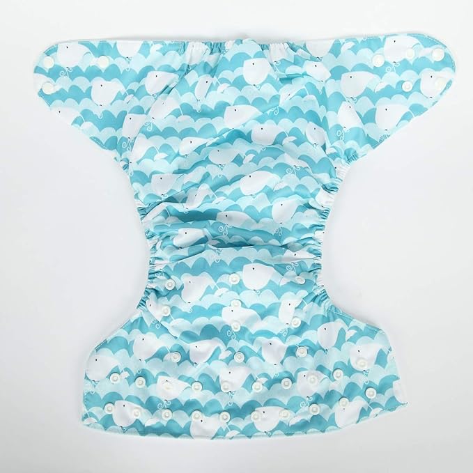 2 to 7 Years Old Junior Big Cloth Diaper Nappy Pocket Washable Baby Toddler (Sea Whale)