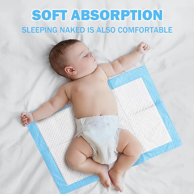 Baby Disposable Changing Pad, 100 Pack Soft Non-Woven Fabric Breathable Waterproof Underpads, Portable Leak-Proof Mattress Protector, Incontinence Bed Pads