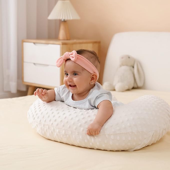 Nursing Pillow Cover Breastfeeding Pillow Cases Plush Dot Slipcover Pillow Sham (Beige)