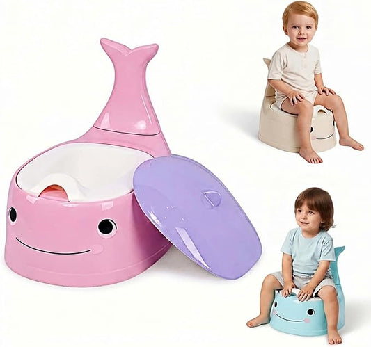 potty training toilet Potty Seat Baby Training Chair Boys Girls Toddler Whale Comfortable children 1-6 years old Baby toilet Animal seat with lid back potty trainer (Pink)