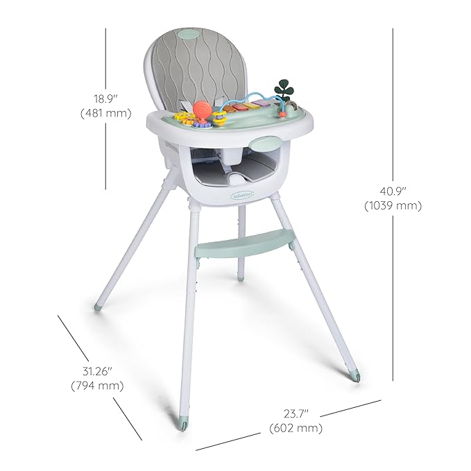 Infantino Music & Lights 8-in-1 Convertible High Chair for Babies & Toddlers, Interactive Lights & Sounds, Removable Legs, Wipe-Clean Seat with Tray, Ages 6 Months+