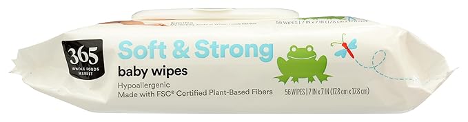 365 by Whole Foods Market, Soft & Strong Disposable Baby Wipes, Fragrance-Free, 56 Count