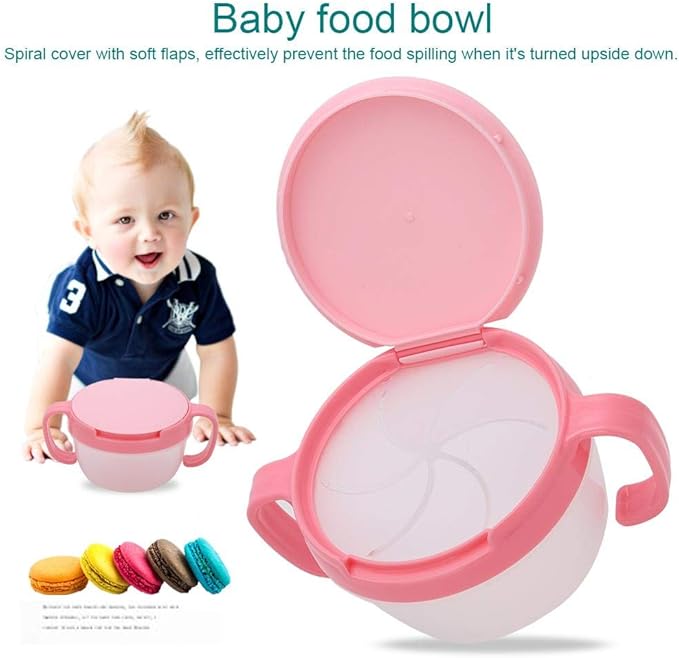 eecoo Snack Cup with Double Handle for Kids, Snack Catcher Lid Snack Container for Toddler and Baby,Portable Biscuits Candy Box (RED2)