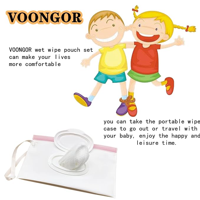 Portable Refillable Wet Wipe Pouch, Reusable Travel Wipes Holder & Case, Lightweight Flushable Diaper Wipes Container for Baby (4 Pack, Milk White)