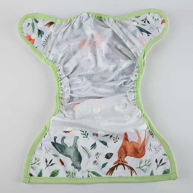 Baby Diaper Cover Nappy One Size 10lbs to 36lbs (Watercolour Animals)