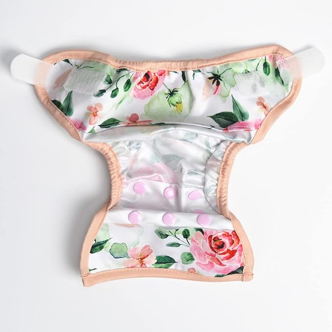 Newborn Baby Cloth Diaper Cover Nappy Hook and Loop (Pink Roses)