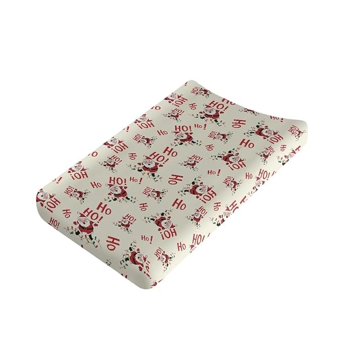 Santa Claus Changing Pad Cover for Baby Easy to Install Diaper Change Table Covers with Elastic Edge Breathable Changing Pads Liners Gift for Friends