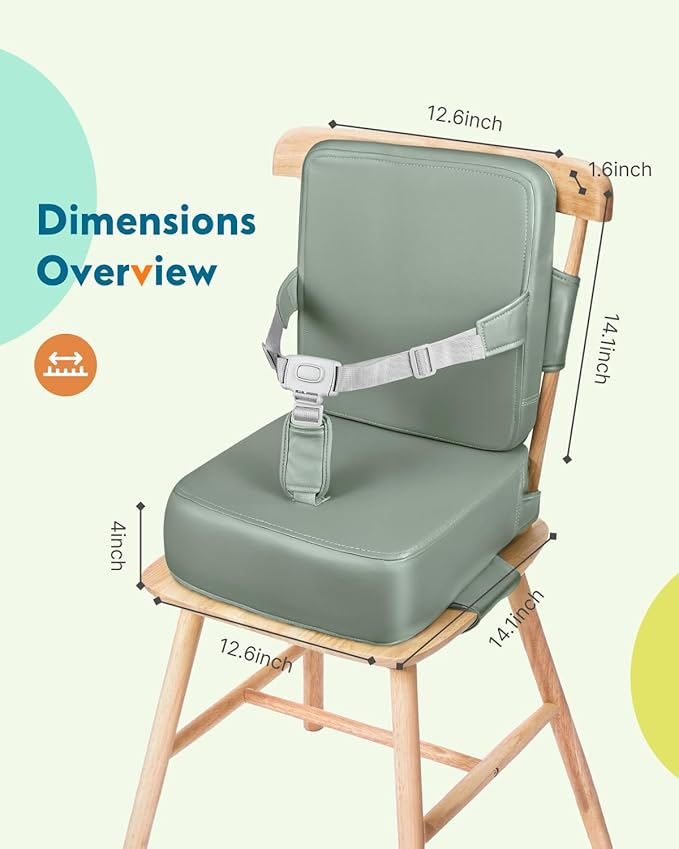 HOMEAL Booster Seat for Dining Table, Adjustable Kids Breathable Booster Seat for Kitchen (Sage)
