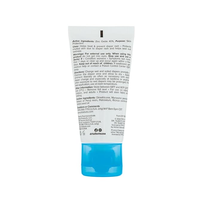 Dr. Talbot's Maximum Strength Diaper Rash Ointment - 1 oz - Zinc Oxide Skin Protectant with Peruvian Balsam - Treats and Prevents Rash