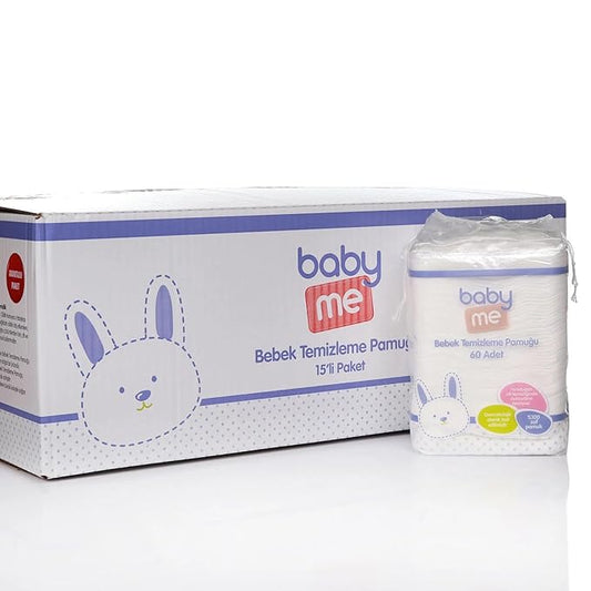 100% Cotton Baby Pads, (Total 900 Counts in 15 Packs) Squares Cotton pad for Baby Care Pads (15 Pack)