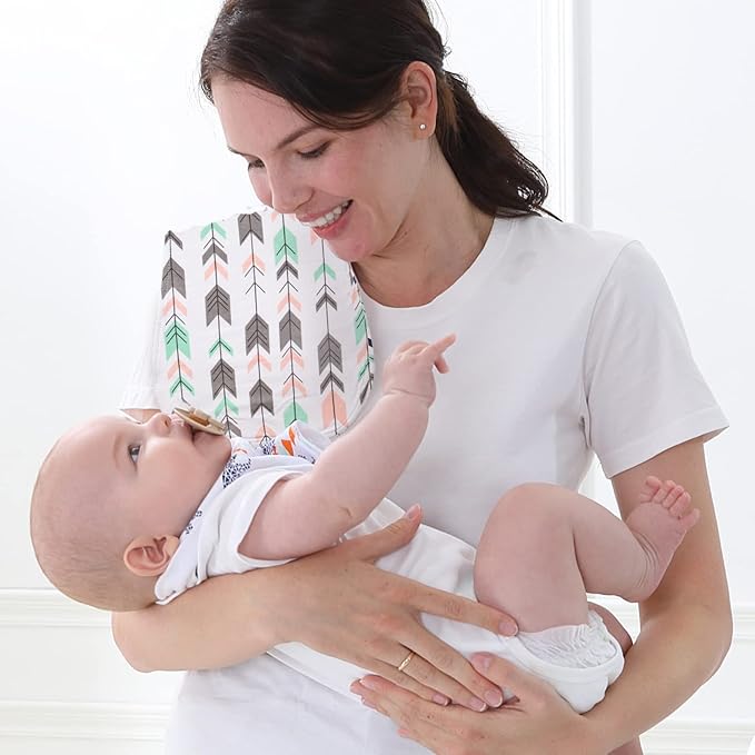 Little Tots Burp Cloths 100% Cotton Baby Burp Set, Absorbent & Soft Burping Cloth Newborn Towel for Newborns & Babies Boys & Girls Unisex 5 Pack (Flying Sky) (Elks)