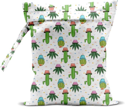 Cactus Wet Dry Bags for Diaper Waterproof Swimsuit Washable Reusable Bag for Beach Diapers Dirty Yoga Gym Clothes Plant Gifts for Men Women Baby Friend