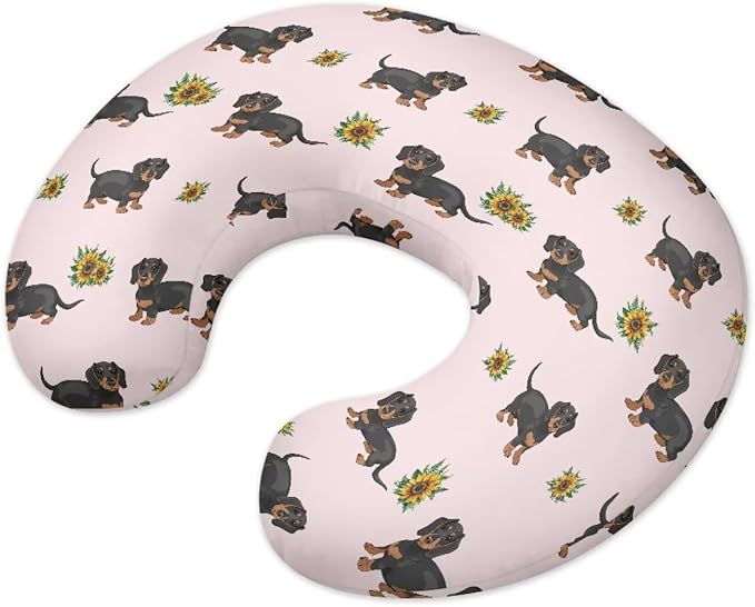 Dachshund Nursing Pillow Covers for U-Shaped Nursing Pillow Nursing Pillow Case for Newborn Boys Girls Hidden Zipper Design Soft and Skin-Friendly