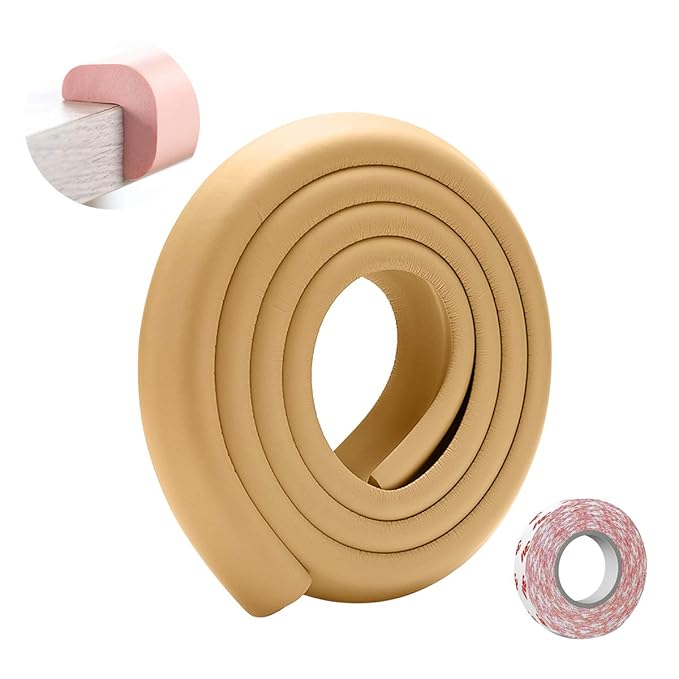 SONARIN Baby Safety Baby Edge & Corner Guards,2M/6.6ft Corner Protectors Furniture Table Edge Protectors L Shape with Strong Adhesive Tape,Colorful Child Protection(Light Brown)