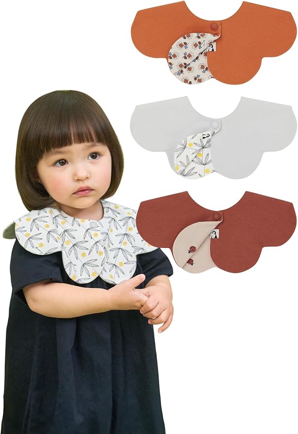 Konny Baby Bib 3/5/7-Pack Set, 360 ° Rotate, Soft and Absorbent Drooling for Toddler Boys Girls Baby Essentials