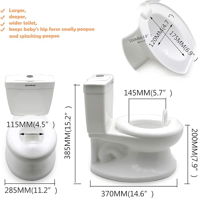HTTMT- Classic Portable White Realistic Toddler Potty Training Toilet w/Flushing Sound Baby Chair Seat Kid [P/N: ET-BABY004-WHITE]