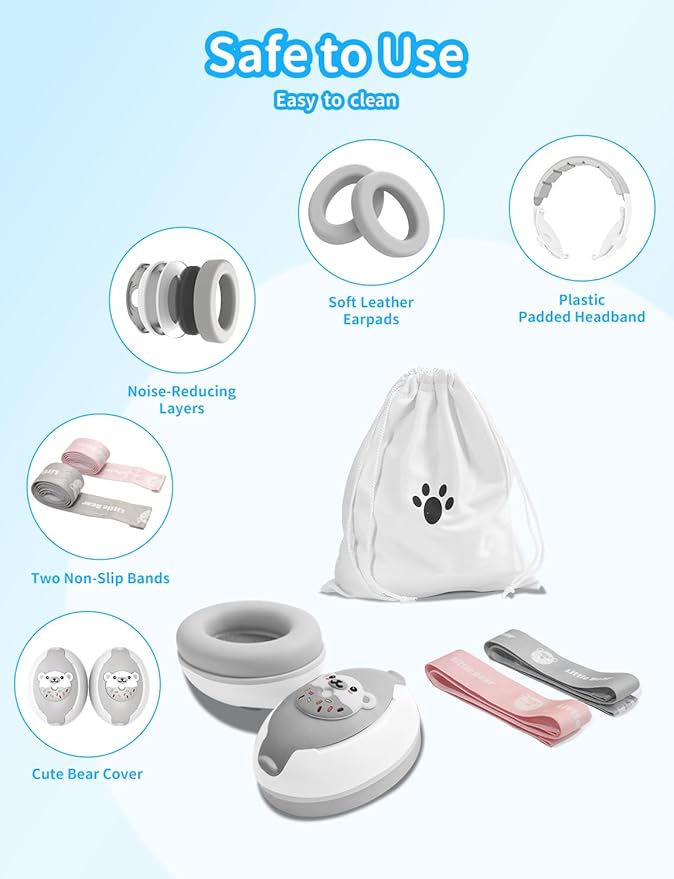 Baby Ear Muffs, 2-in-1 Baby Noise Canceling Headphone, Hearing Protection for Babies 0-48 Months, Adjustable Headband