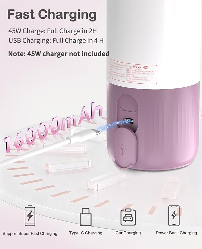Portable Bottle Warmer for Travel, 17 oz Large Capacity & 16000mAh Extended Battery Life, 8 Temp Contorl, Breastmilk/Formula/Water/Milk 2Min Fast Warmer Heating, Ideal for Travel, Outdoor