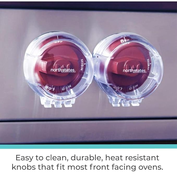 Toddleroo by North States Appliance Knob Covers | Prevents Your Child from Operating The Stove knobs | Fits Most Front Facing stoves | Baby proofing with Confidence (5-Pack, Clear) (Pack of 2)