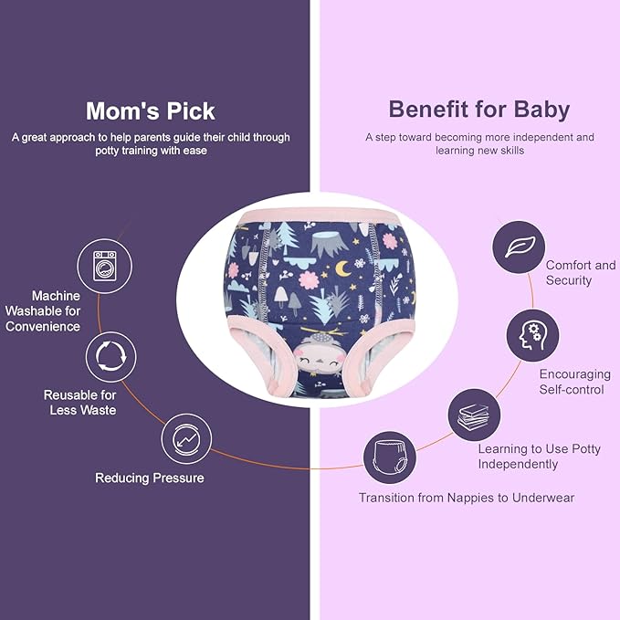 MooMoo Baby Training Underwear 4 Packs Absorbent Toddler Potty Training Pants for Boys and Girls-Cotton Animal Print 2T-6T