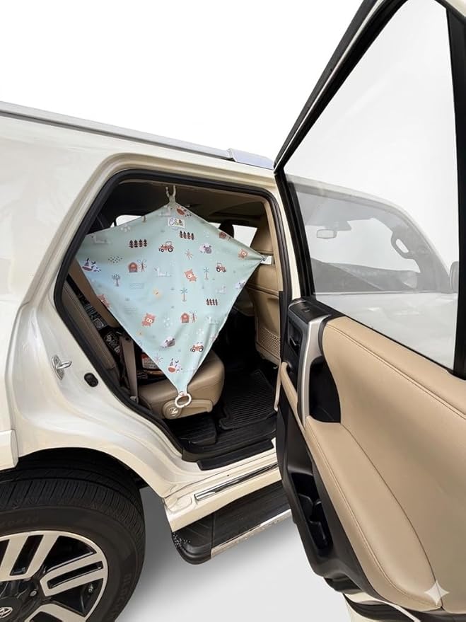 Multi-Use Car Window Shade for Babies & Toddlers, Can be Used as a Nursing Cover and Car Seat Cover, Newborn Essentials, Expecting Mothers and Infants Must Have, Travel Essentials