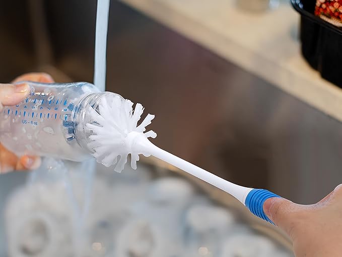 Bottle Brush Cleaner—Long Water Bottle Brush for Tumblers, Cups, Glassware & Baby Bottles, 2 Handles with 4 Brush Heads