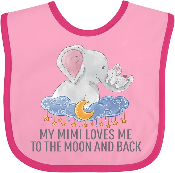 inktastic My Mimi Loves Me To the Moon and Back Elephants in Clouds Baby Bib