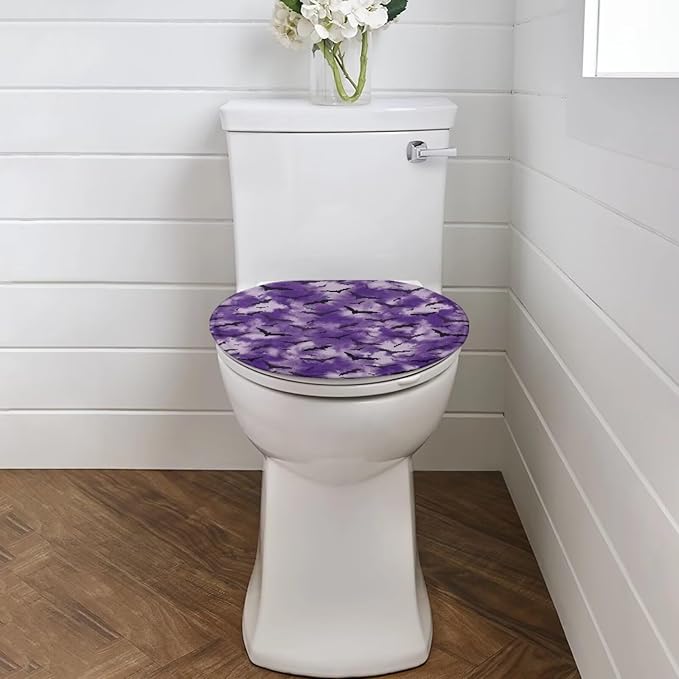 Halloween Toilet Lid Covers Polyester Fabric Breathable Toilet Seat Covers for Bathroom Soft, Dustproof Seat Covers Keep Clean Tidy Fits Most Toilet Cover Seat