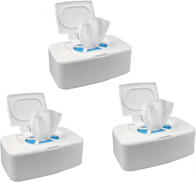 BESPORTBLE 3Pcs White PP Wipe Dispenser Box: Push Button Holder for Baby and Adult Flushable Wipes - Minimalist Wet Tissue Case Fits Water