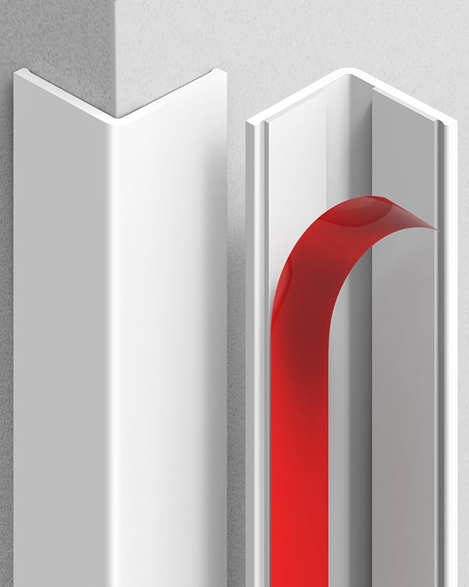 ‎Frychee Wall Corner Protector, Walls Edge Protector，Self-Adhesive Wall Corner Guards,PVC Double Side Edge Protector， Furniture Stairs Guard (6, 2.5x120cm/0.98x47.2in)