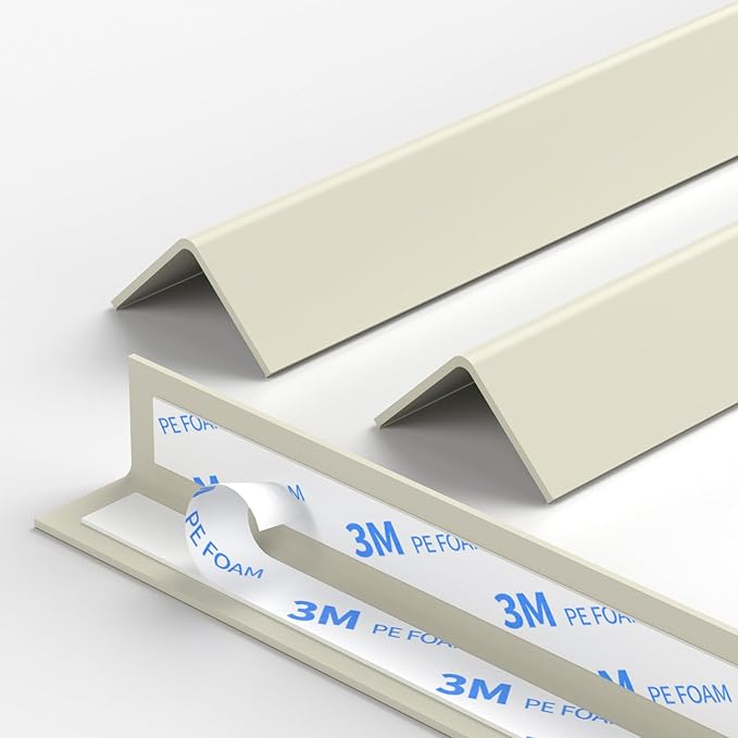 2 Pack Baby Corner Guards, Off-White Self-Adhesive Edge Protectors 0.98"x39.4" for Furniture, Tables & Walls, Child Safety Bumpers for Baby Proofing