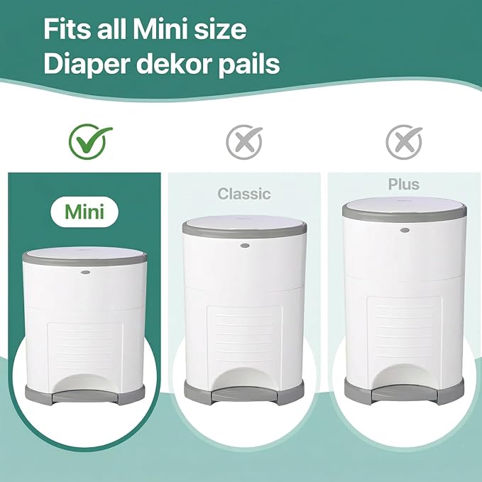 6 Pack Diaper Pails Refills for De-k-or Mini, 30% Extra Thick Heavy Duty Leak-Proof Liners, Multi-Layer Odor Defense Film, Holds 1980 Diapers, Fresh Scented Baby Changing Essentials