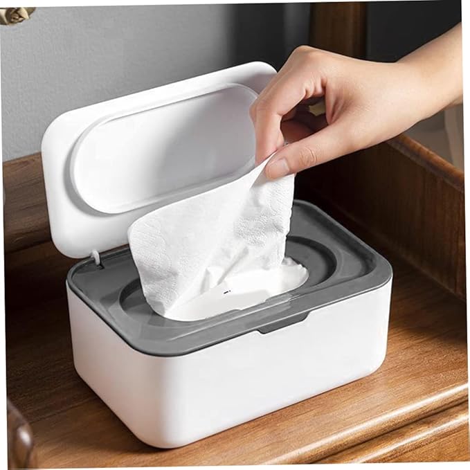 Wet Wipes Dispenser Tissue Napkins Storage Boxes Case Holder Diaper Wipes Container for Baby Gray