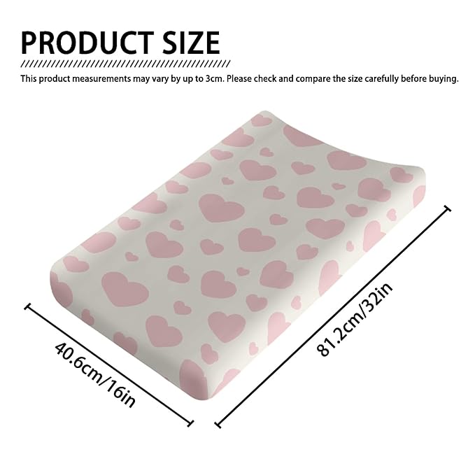 Pink Heart Baby Changing Pad Covers Infant Newborn Changing Table Cover Girls Diaper Table Change Mat Sheets Cover Soft Washable Stretchy