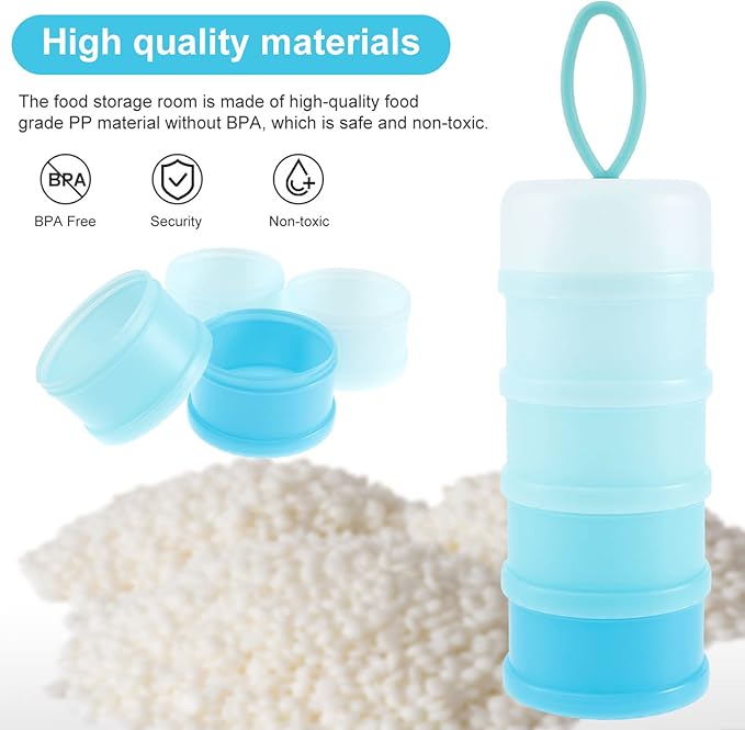 2 PCS 4 Layers Sakura Baby Milk Formula Dispenser & Container Box for Travel (Blue)