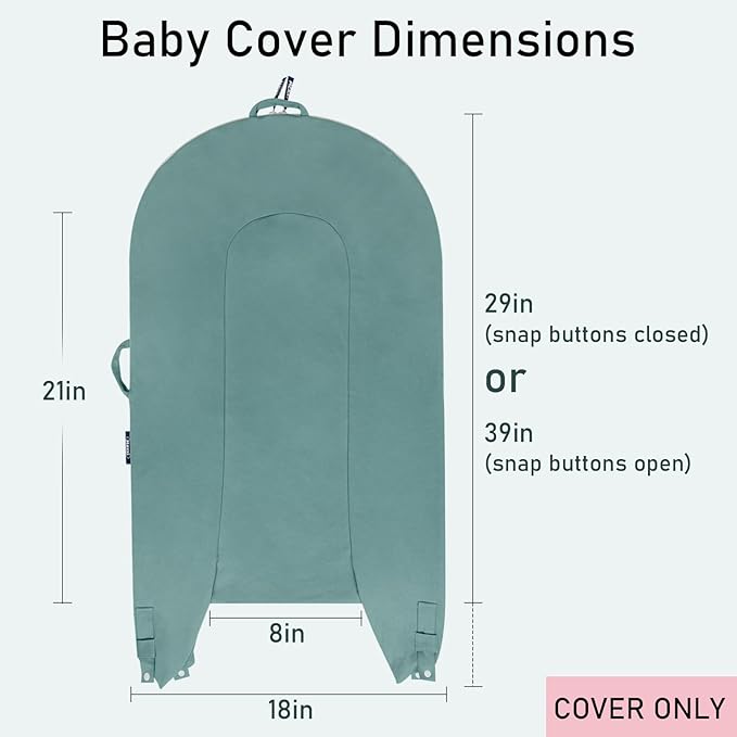 Organic Replacement Cover with Waterproof Pad | Premium Quality Spare Cover Certified Organic Cotton | [Fits Dockatot Deluxe + Docks] (Cover Only) (Sage Green, Waterproof Organic Cotton)