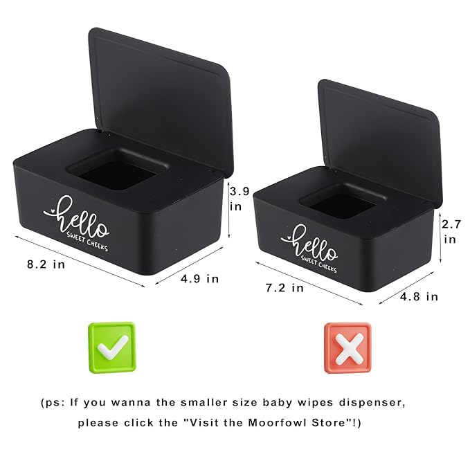 Moorfowl Hello Sweet Cheeks Flushable Wipes Dispenser, 8.2L x 4.9W x 3.9H inches, Bathroom Wipes Container Holder Cute Funny Rustic Farmhouse Home Decor (Black)