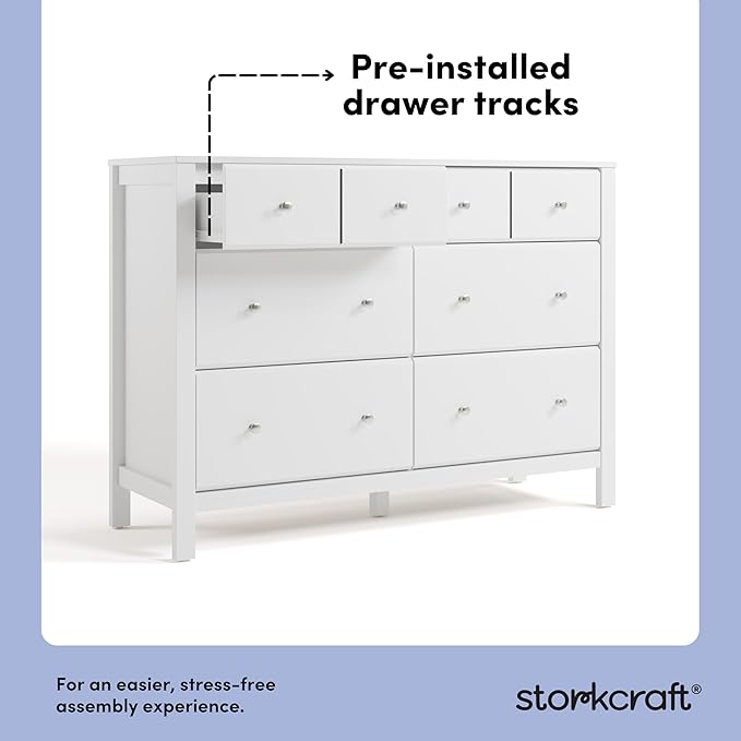 Storkcraft Horizon 6 Drawer Dresser (White) – GREENGUARD Gold Certified Dresser for Nursery & Kids’ Room, Modern Storage with Interlocking Drawer System
