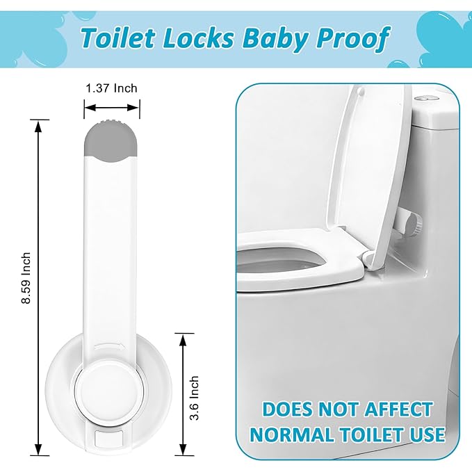 Baby Toilet Lock (1 Pack) | Child Safety Toilet Seat Lock with 3M Adhesive, Universal Fit One‑Handed Easy Install Toilet Lid Lock
