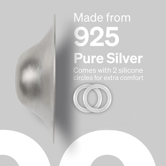 The Original Silver Nursing Cups by LoveNoobs, Silver Nipple Covers Breastfeeding, XL Nipple Shields for Nursing Newborn, Post Partum Essentials, Nickel-Free