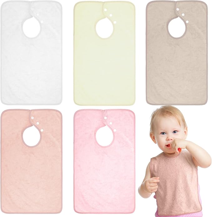 Hercicy Full Coverage Pullover Toddler Baby Bibs Terry Cloth Bibs with Snap Button for 0-4 Years Unisex Feeding Drooling