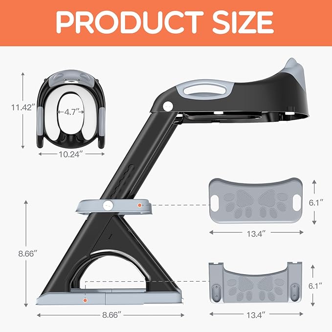 Potty Training Seat with Step Stool Ladder, Toddler Toilet Seat for Boys Girls, Adjustable 6 Heights Fits Round & Elongated Toilets, Anti-Slip Pads & Leak-Proof Guard