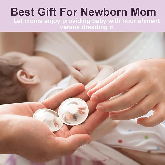 Boboduck The Original Silver Nursing Cups - Nipple Shields for Nursing Newborn, Newborn Breastfeeding Must Haves for Soothe and Protect Your Nursing Nipples - 925 Silver (X-L Size)