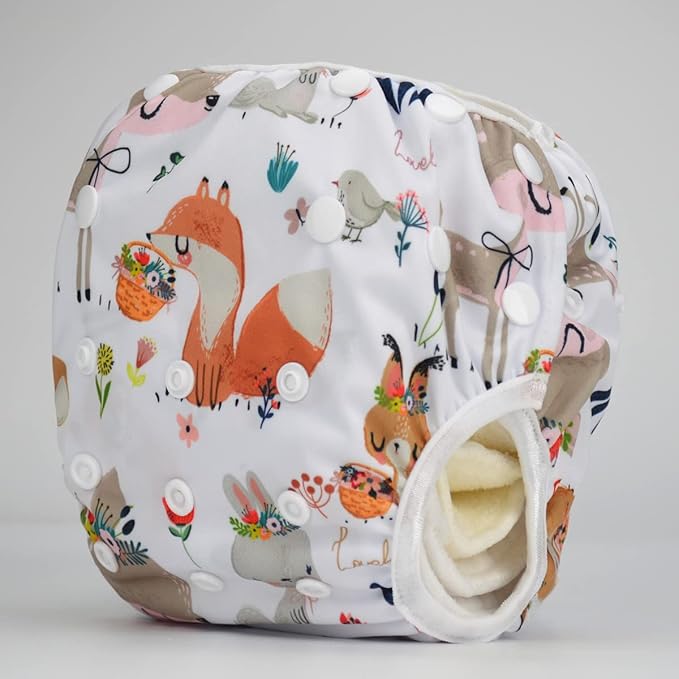 Baby Swim Diaper Nappy Pants Reusable Adjustable 6 Months to 3 Years Old Toddler Large (Large, 3D Deers)