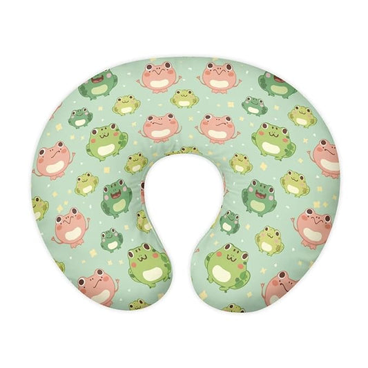 Cute Frog Nursing Pillow Cover for Boy Girl Breastfeeding Pillow Slipcovers Stretchable Newborn U-Shaped Breastfeeding Pillowcase Cushion Covers Green